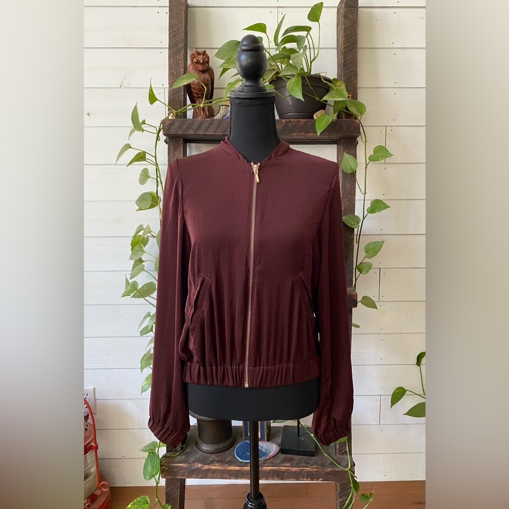 H&M: Women's Burgundy Bomber Jacket - Picture 3 of 17